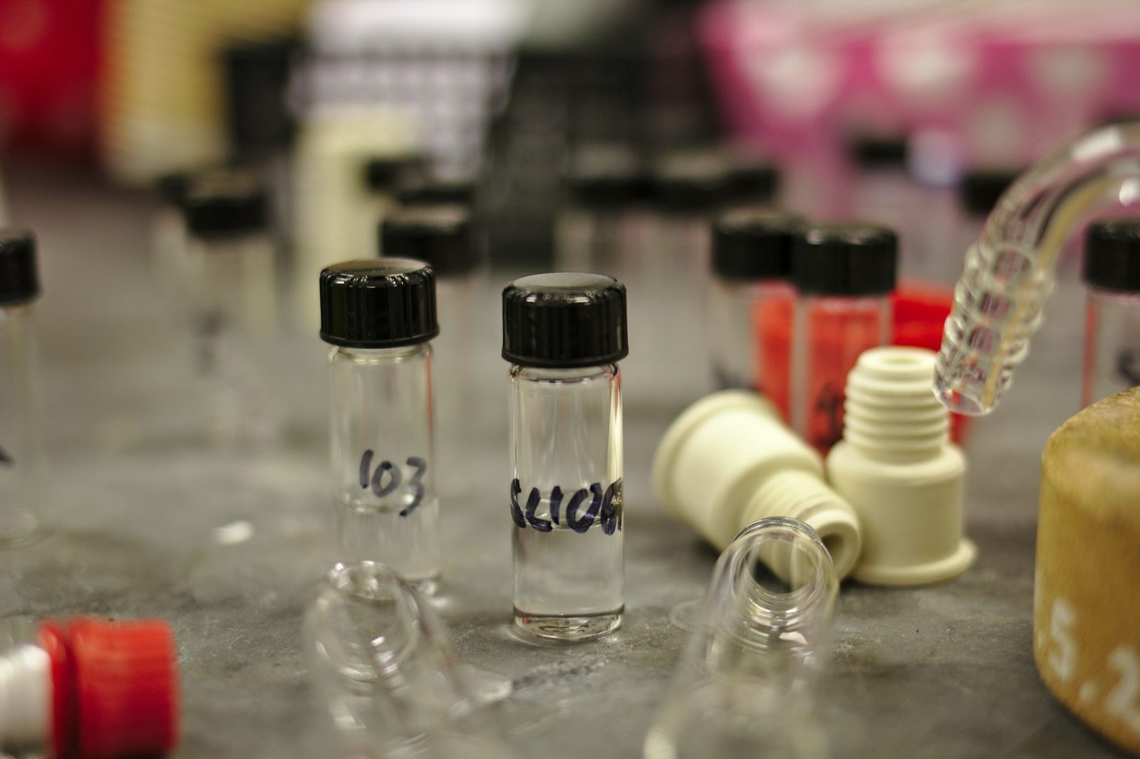 Sample vials in a laboratory