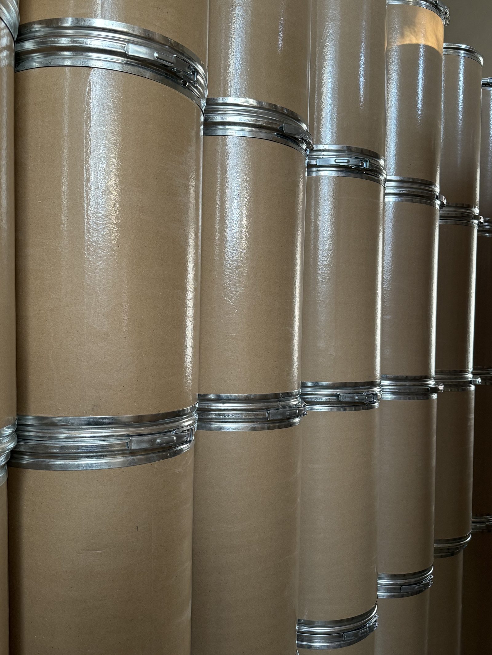 Fibre drums for packing L-menthol crystals at the N S Mint plant