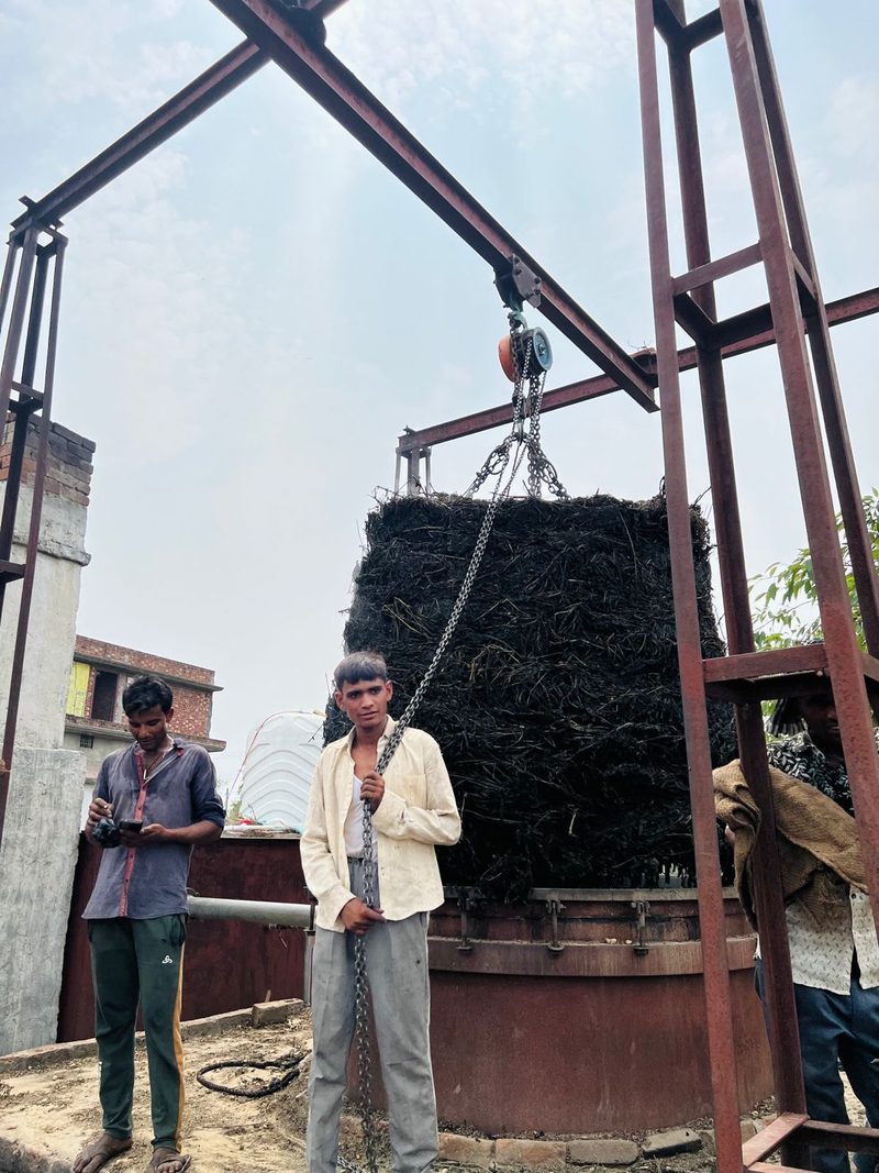 Loading mint into the still